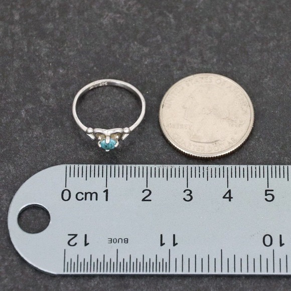 Silver Heart Ring with Blue Gemstone - Picture 12 of 12